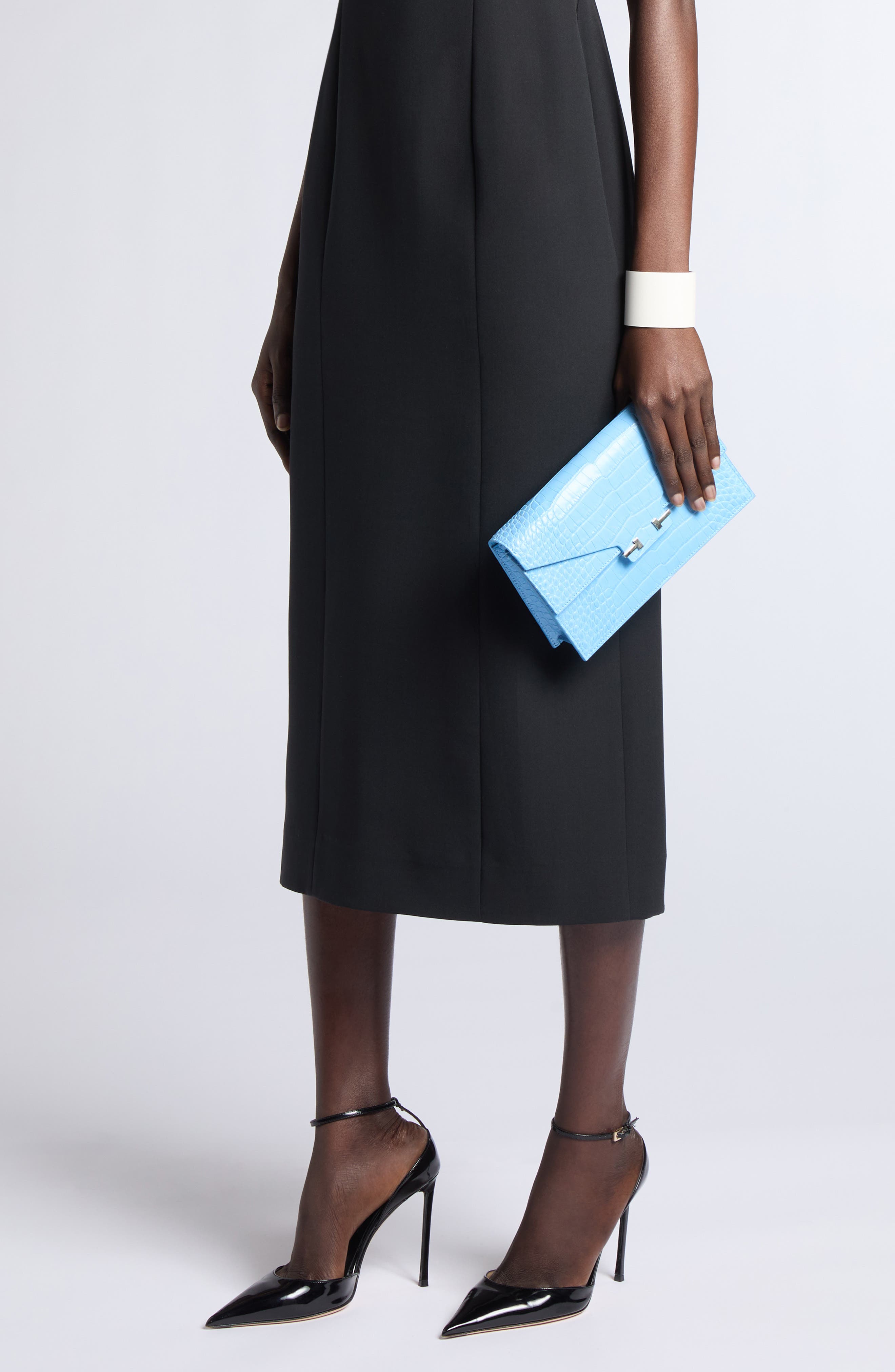 Mini Aube Croc Embossed Leather Shoulder Bag, Alternate, color, LICHEN BLUE