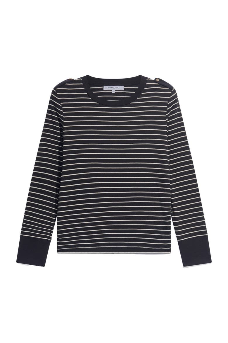 Belia Long Sleeve Striped T-Shirt, Alternate, color, Navy Blue