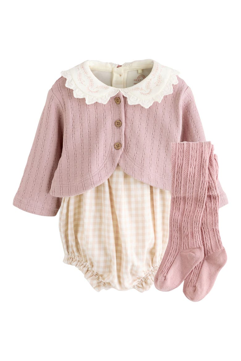 Kids' 4-Piece Romper, Cardigan & Tights Set, Main, color, PINK