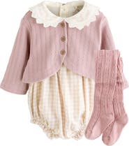 NEXT Kids' 4-Piece Romper, Cardigan & Tights Set