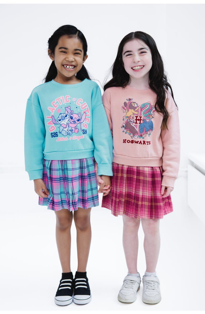Disney Lilo & Stitch Fleece Plaid Dress, Alternate, color, Stitch Angel Aqua