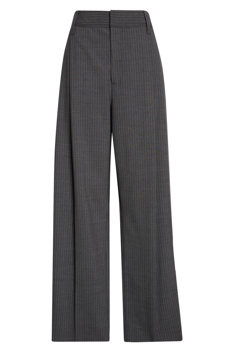 Single Pleat Front Wide Leg Pants, Alternate, color, CHARCOAL STRIPE