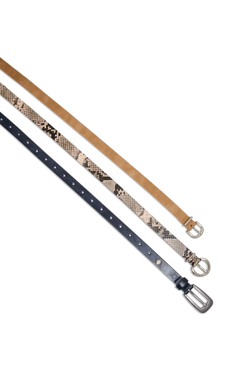 Steve Madden Assorted 3-Pack Buckle Belts, Alternate, color, Off White-Navy-Camel