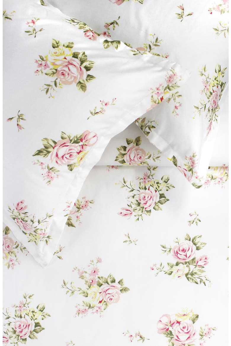 Rose Bouquet 400 Thread Count Cotton Duvet Set, Alternate, color, WHITE/ PINK