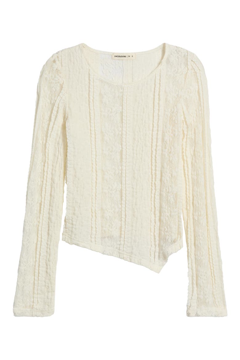 Lace Asymmetric Hem Top, Alternate, color, WHITE