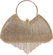 BERNESS Circle Handle Rhinestone Fringe Clutch