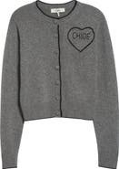 Chloé Embroidered Logo Crop Wool & Cashmere Cardigan
