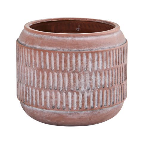 8-in Boho Chic Ceramic Embossed Planter