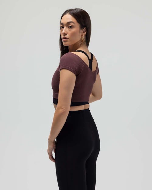 Reformer Ribbed Cap Sleeve Crop Top In Brown