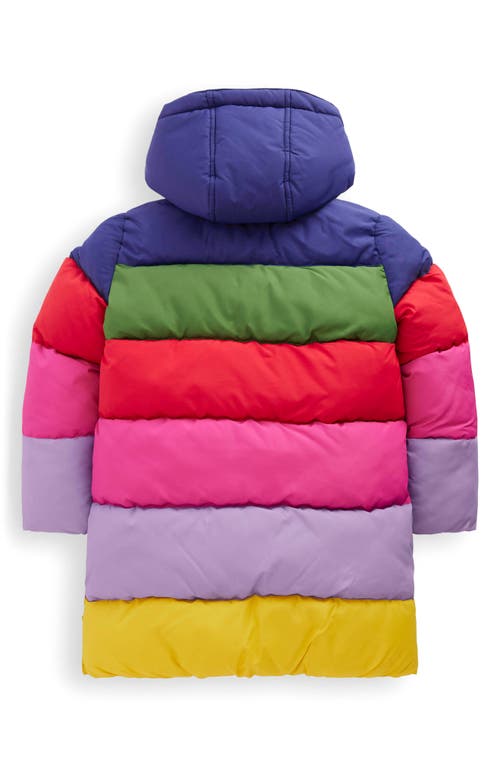 Mini Boden Kids' Longline Hooded Quilted Puffer Coat In Multi
