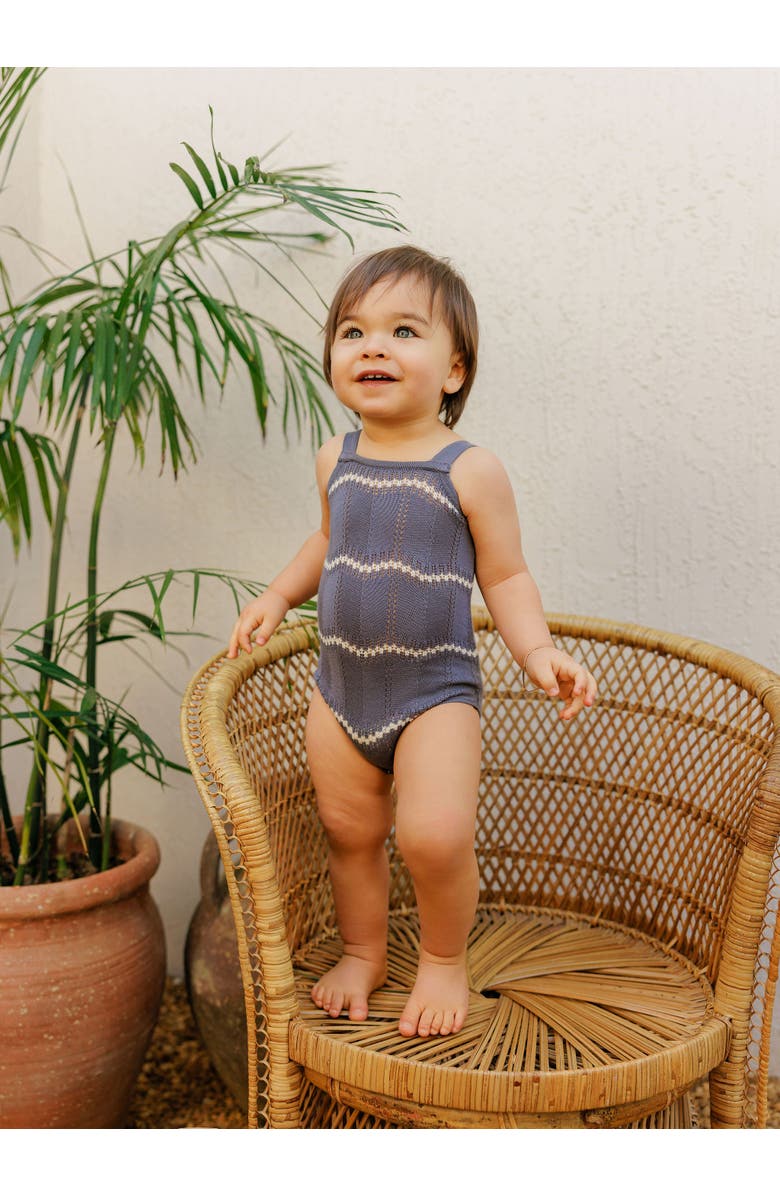 Ely's & Co. Looms Holland Collection - Boys Wave Knit Romper, Alternate, color, Blue/Ivory