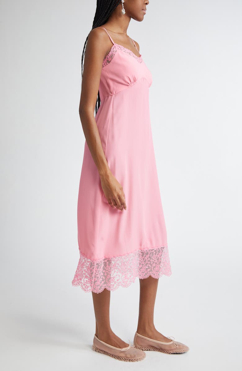 Simone Rocha Lace Trim Slipdress, Alternate, color, Bright Pink