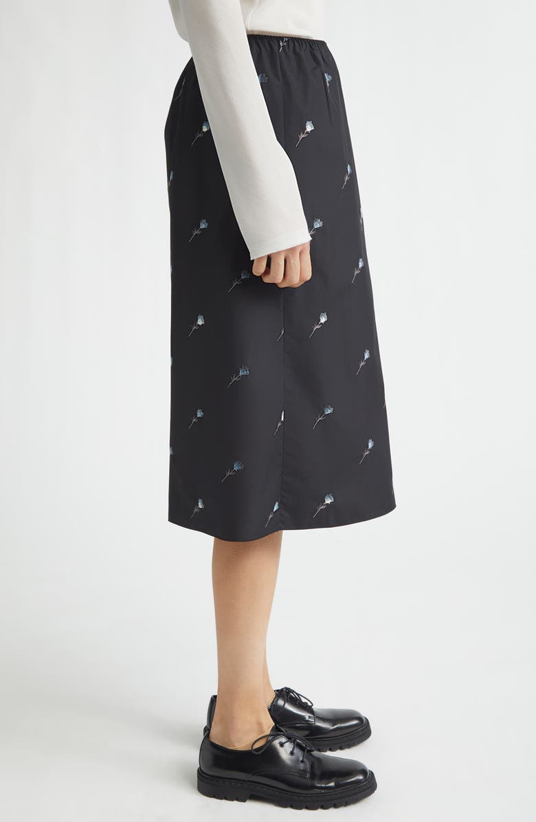 RIER Floral Embroidered Poplin Skirt, Alternate, color, Black Flowers Popeline