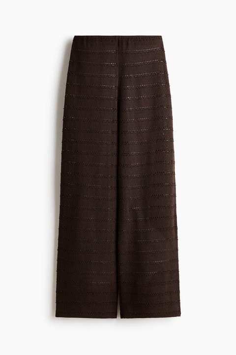 Wide Textured-knit Trousers