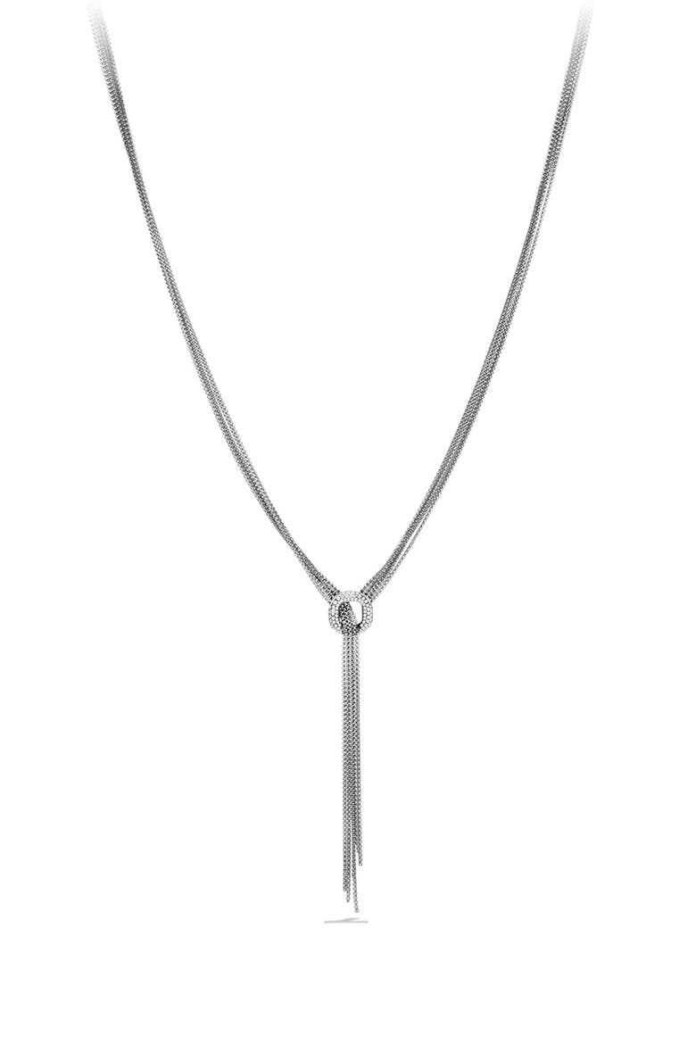 'Chain' Box Chain Drop Necklace with Diamonds, Main, color, DIAMOND