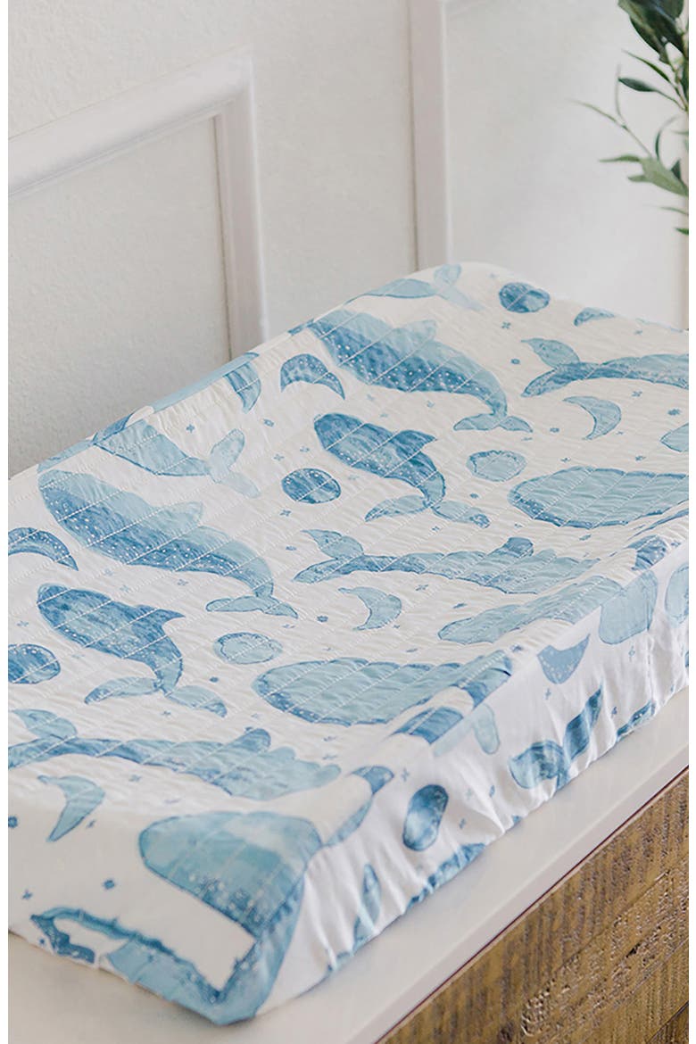 Quilted Changing Pad Cover, Alternate, color, BLUE/ WHITE