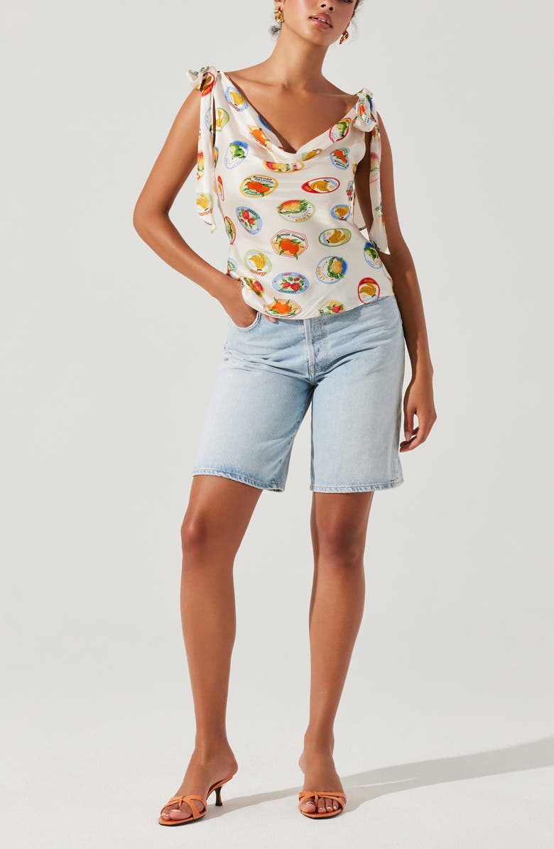ASTR the Label Allexina Printed Cowl Neck Top, Alternate, color, Ivory Fruit Cocktail