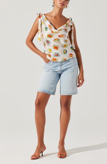Allexina Printed Cowl Neck Top
