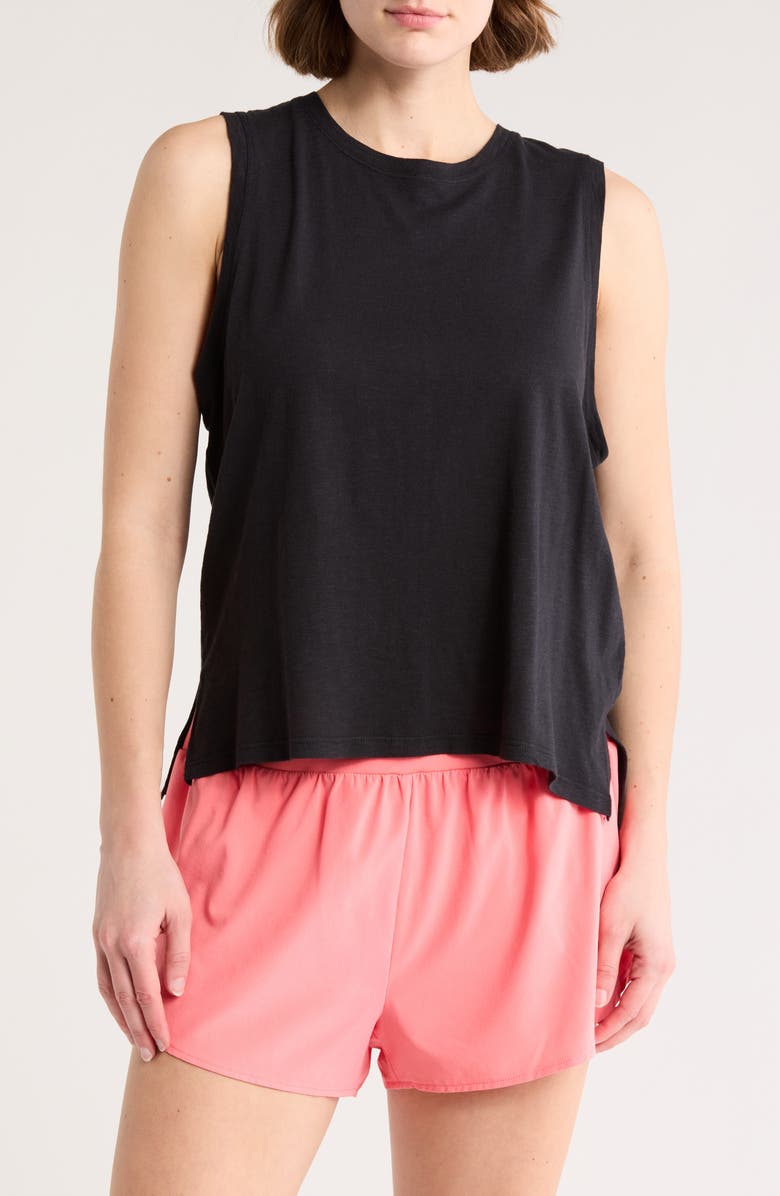 Z by Zella Easy Day Slub Tank, Main, color, Black