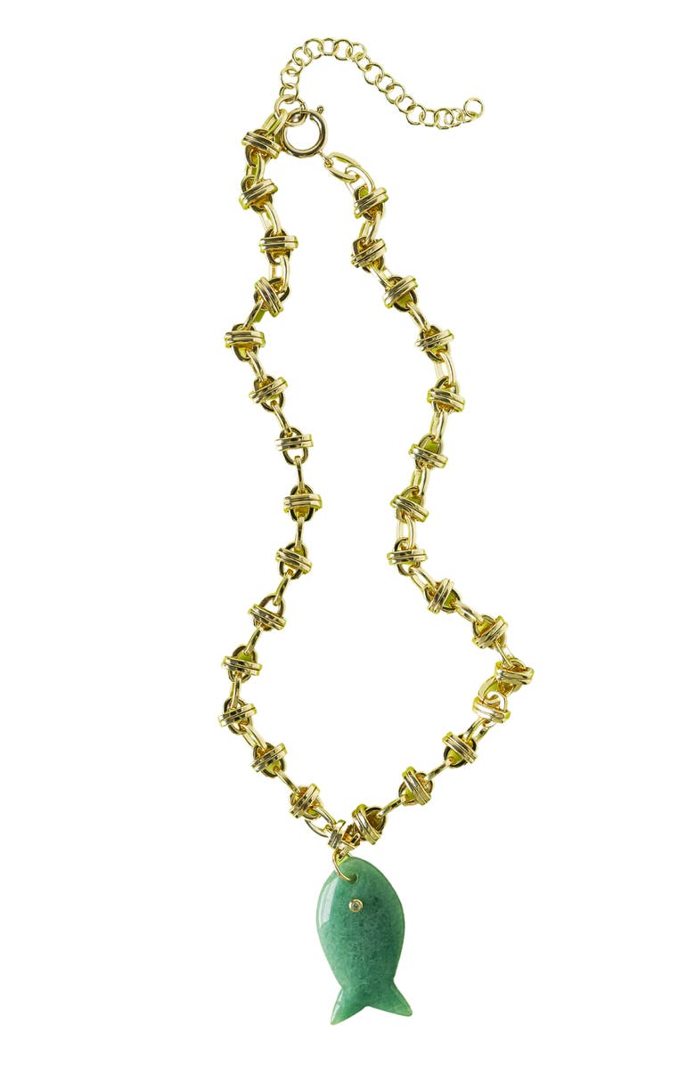 MacRae & Co. Pisces Pendant Necklace, Main, color, Green/ Gold