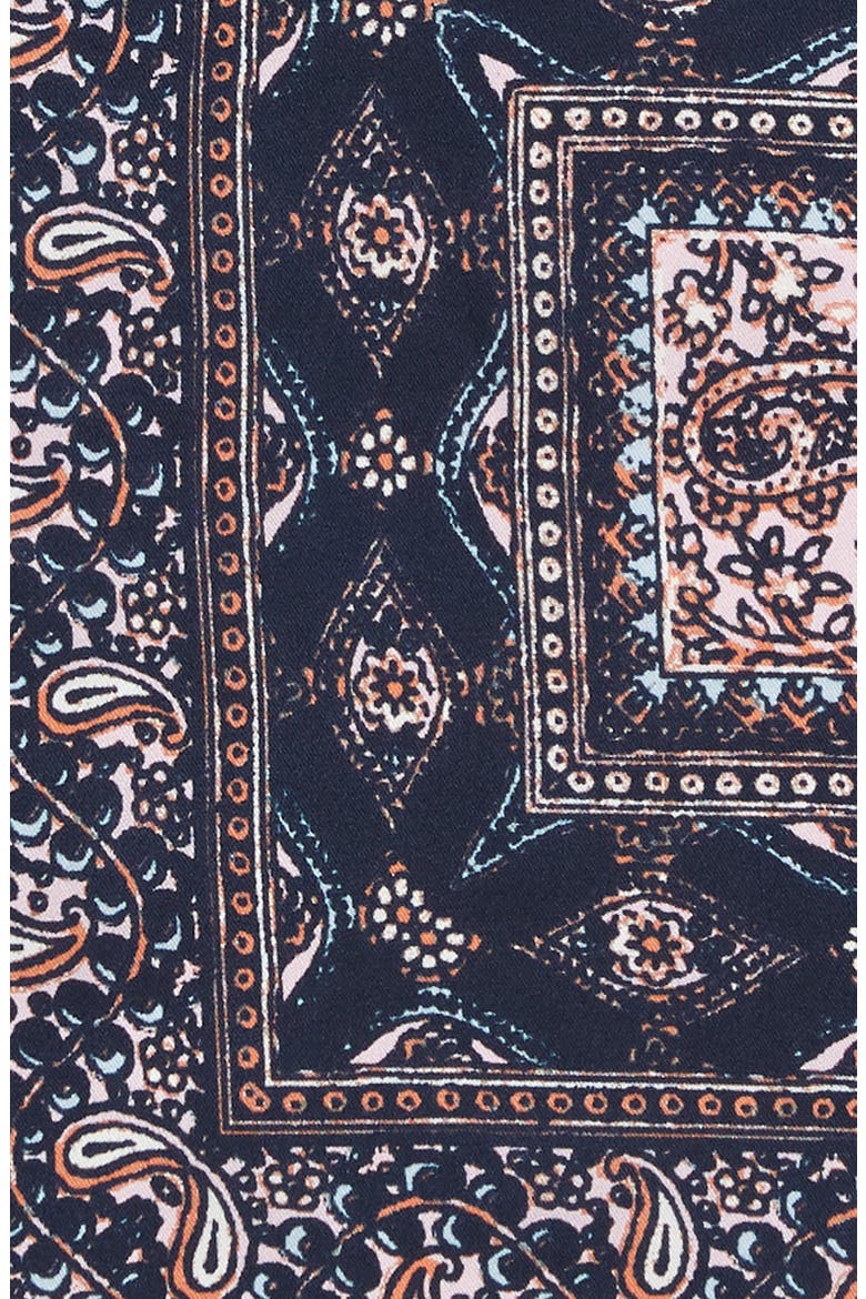 Border Paisley Silk Scarf, Alternate, color, NAVY