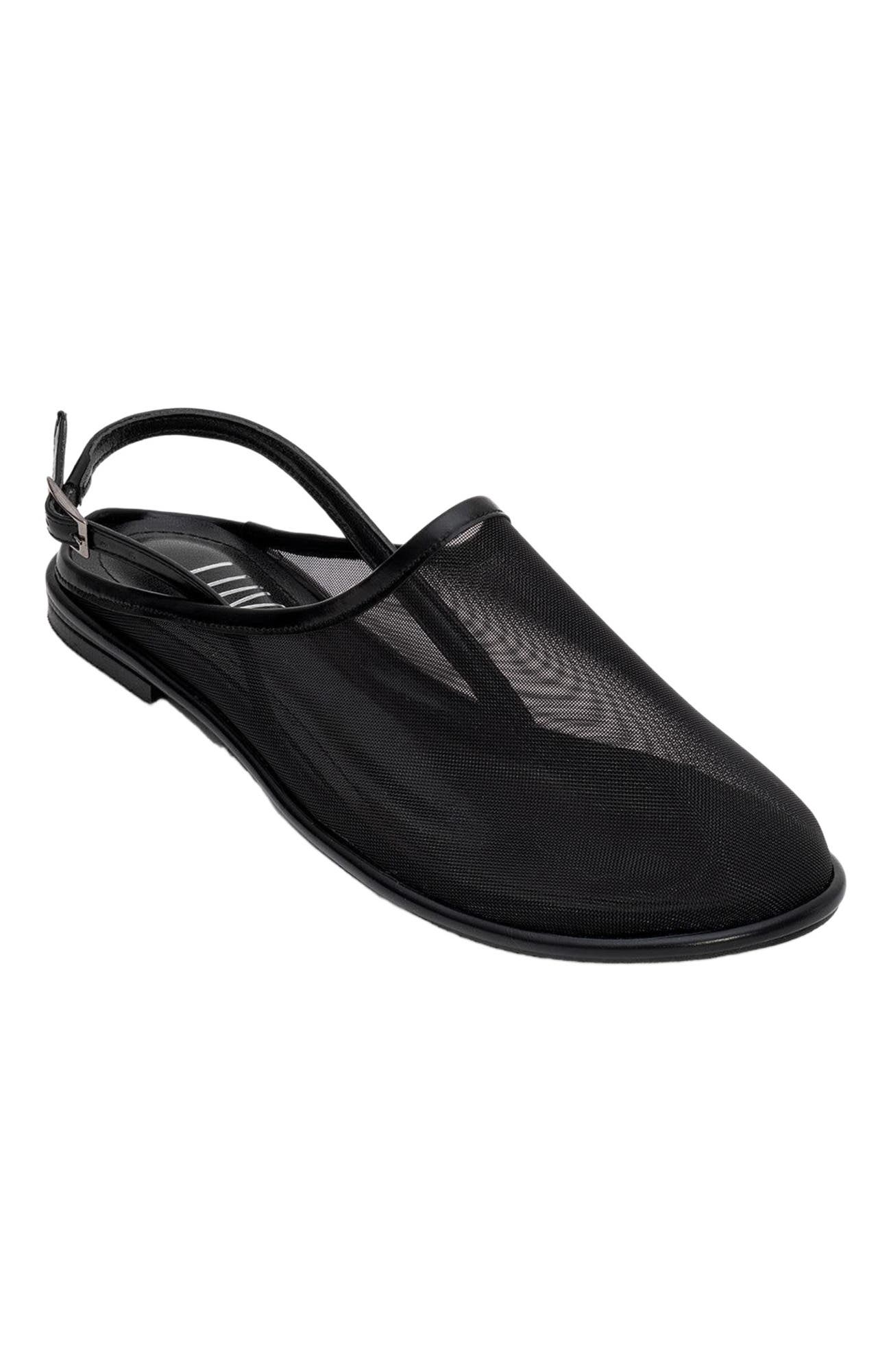 Prologue Shoes Shen Mesh Sandal, Main, color, Black Faux Leather