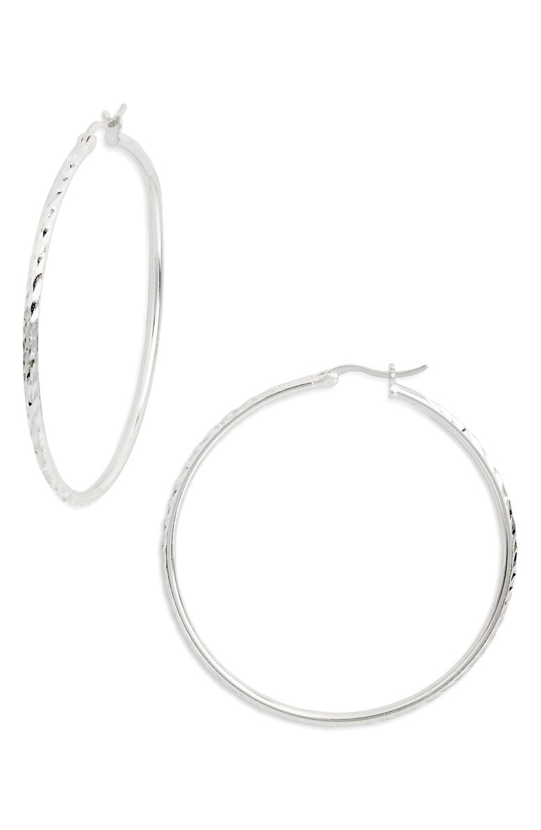 ARGENTO VIVO 50mm Diamond Cut Hoop Earrings, Main, color, 
