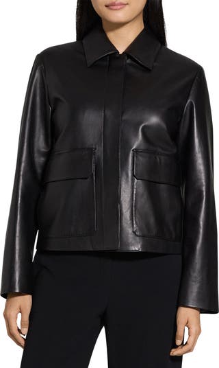 Theory Boxy Patch Pocket Leather Jacket | Nordstrom