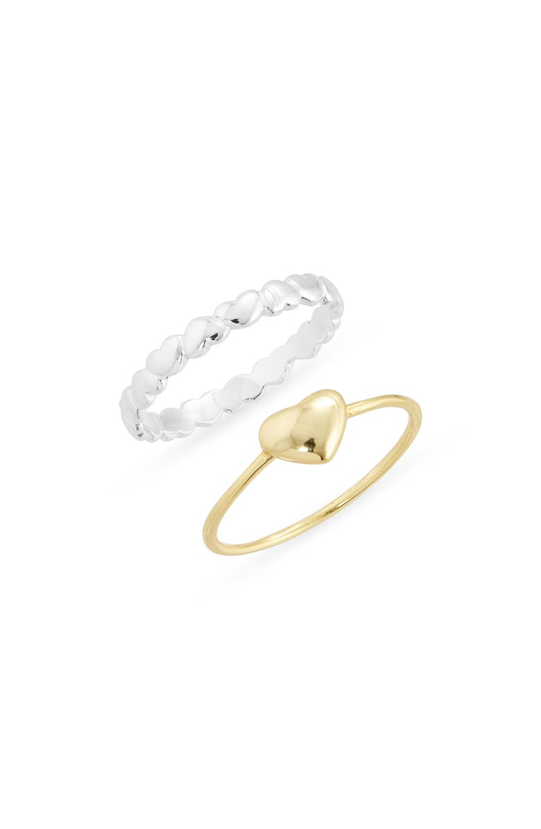 ARGENTO VIVO Set of 2 Two-Tone Stacking Rings, Main, color, Gold/ Sil