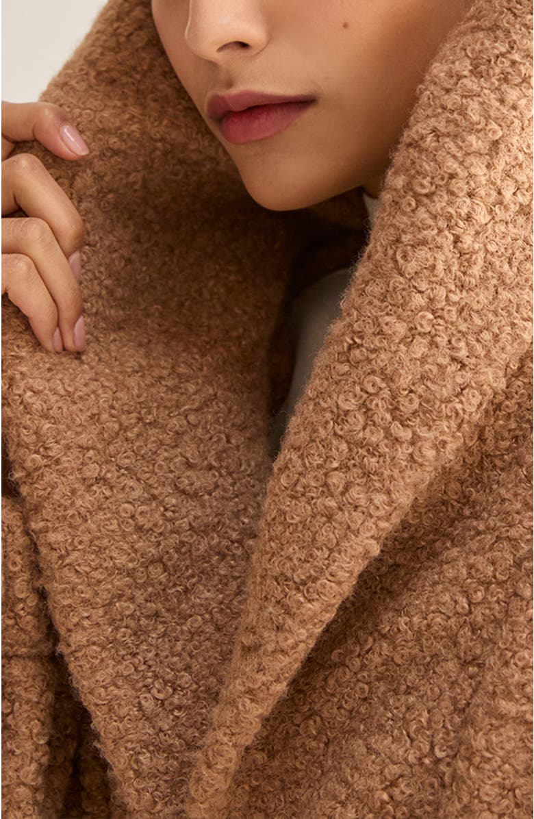 CRESCENT Cinched Waist Hooded Boucle Jacket, Alternate, color, Mocha