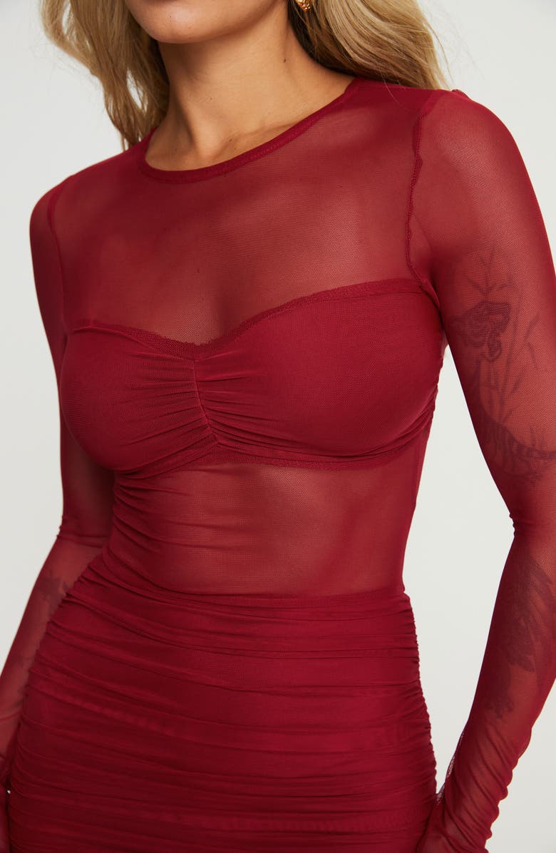 Princess Polly Hapstall illusion Mesh Long Sleeve Minidress, Alternate, color, 