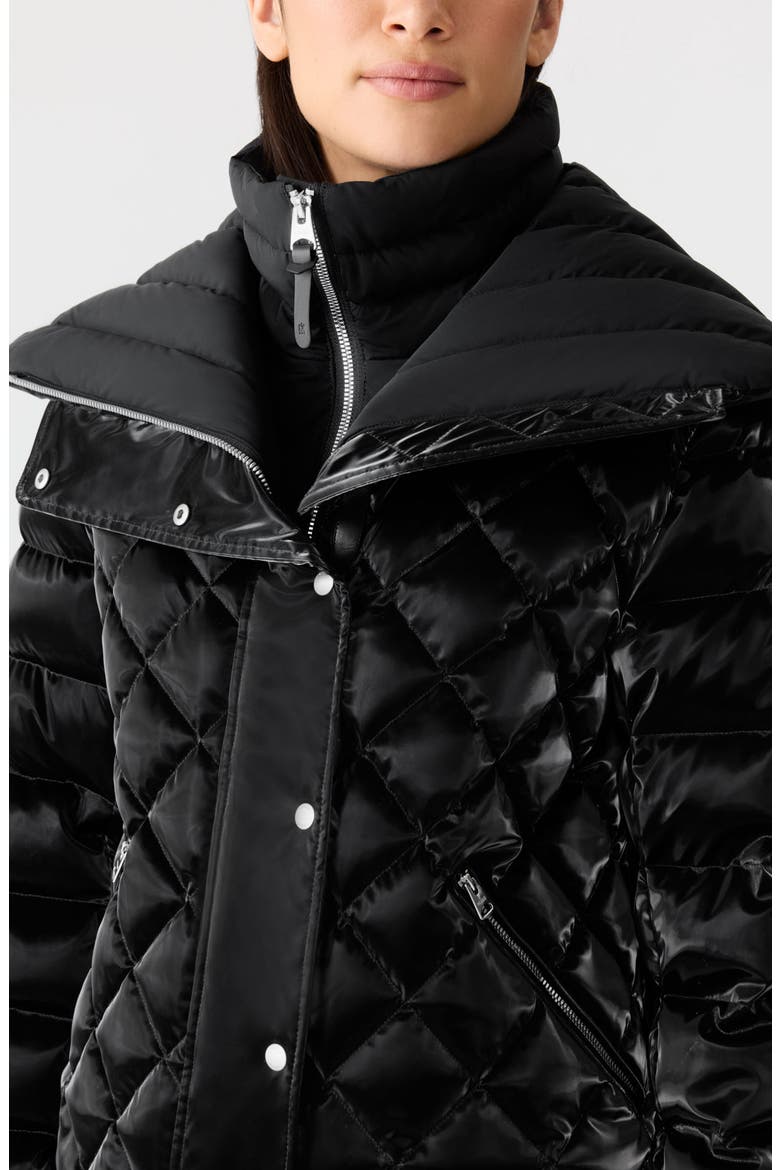 Yvette Waterproof Quilted Down Jacket with Removable Bib Insert, Alternate, color, BLACK