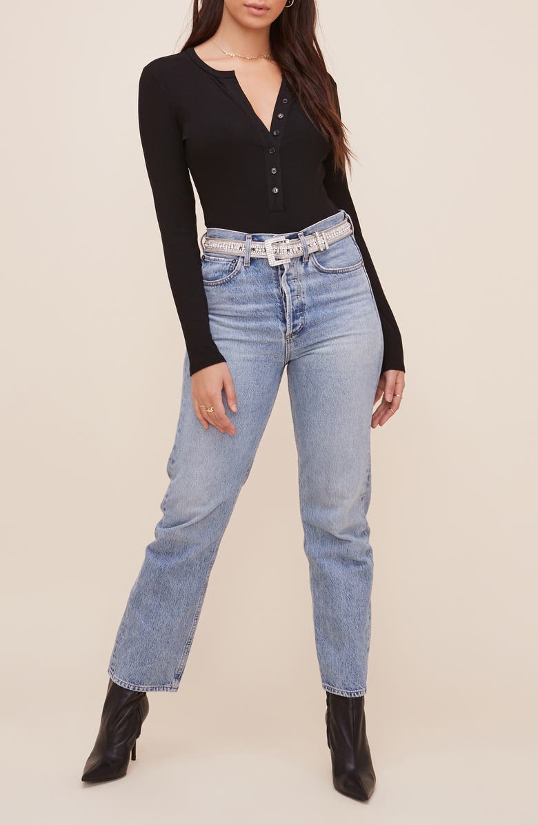 ASTR the Label Ribbed Henley Bodysuit, Alternate, color,