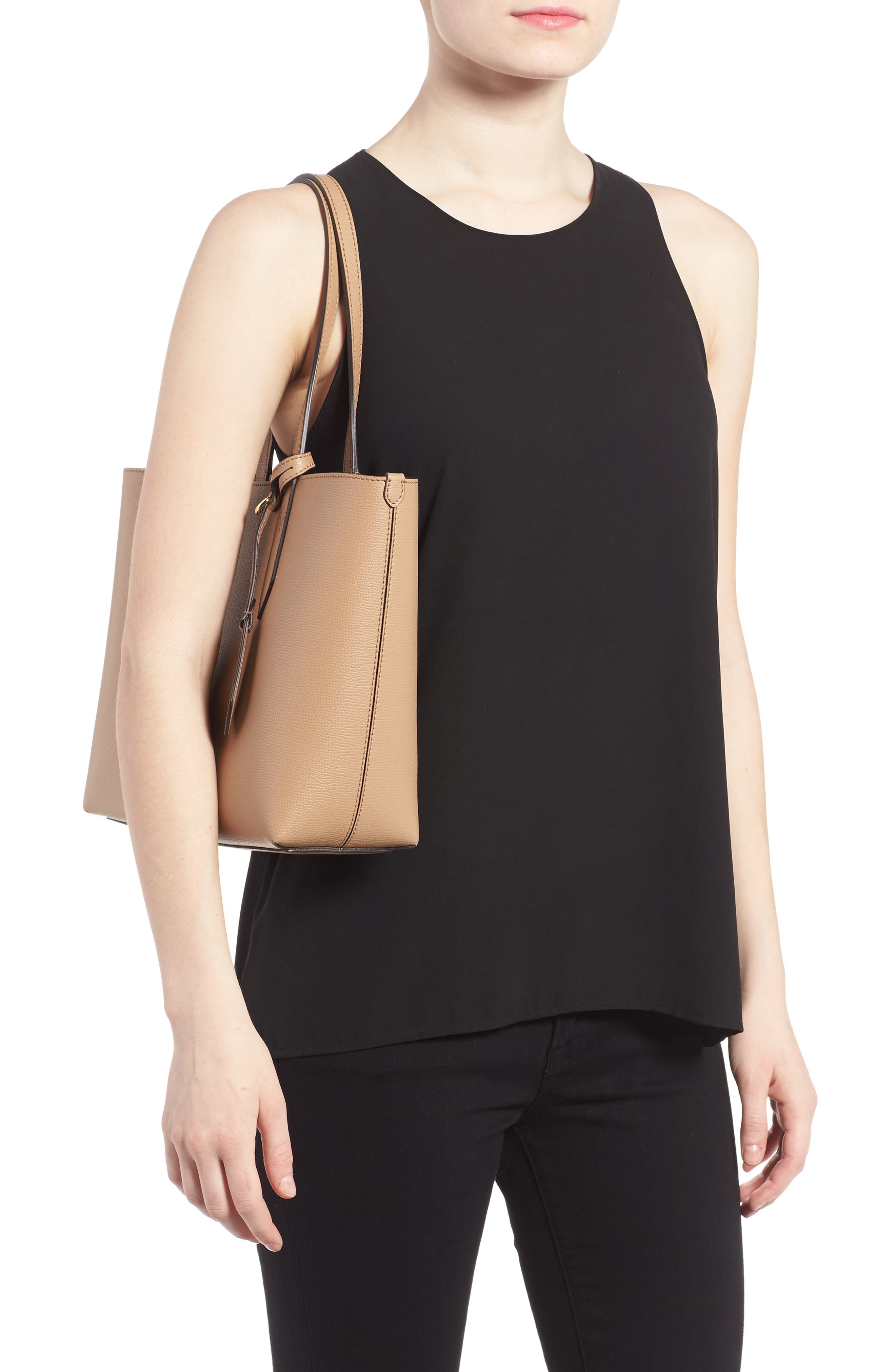 Burberry Small Haymarket Reversible Tote, Alternate, color, 