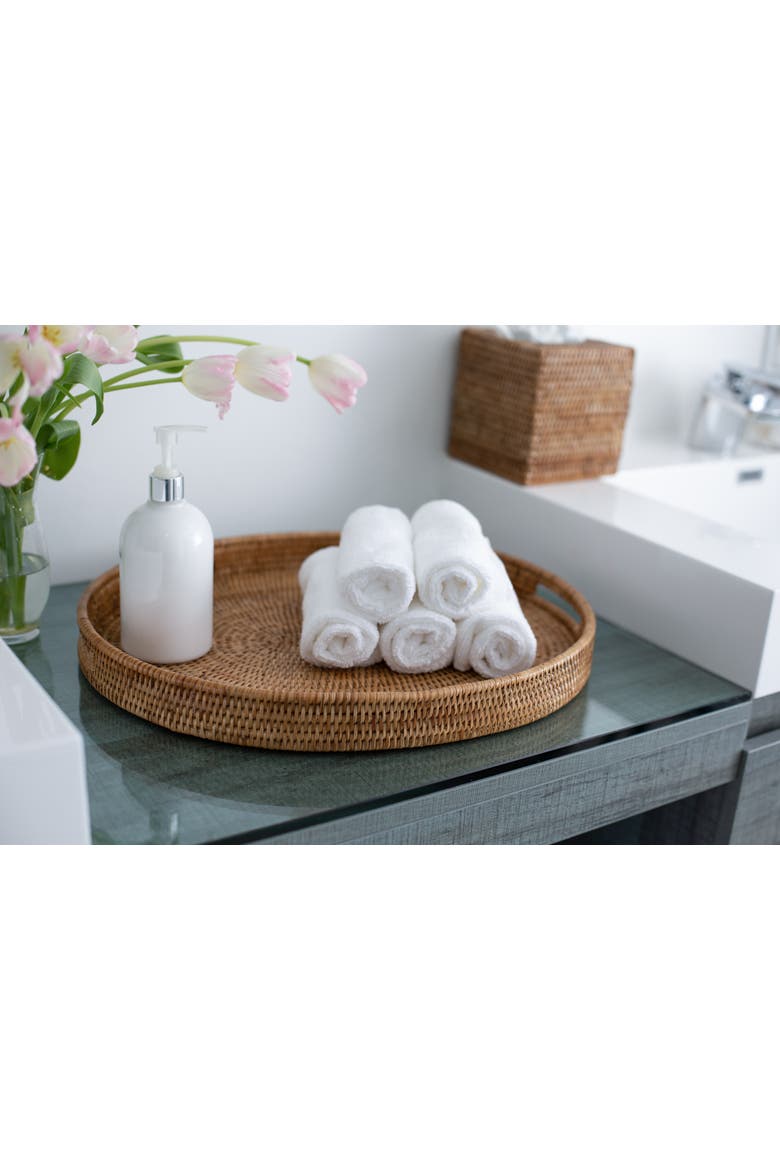 Artifacts Rattan Oval Tray With Cutout Handles, Alternate, color, Honey Brown
