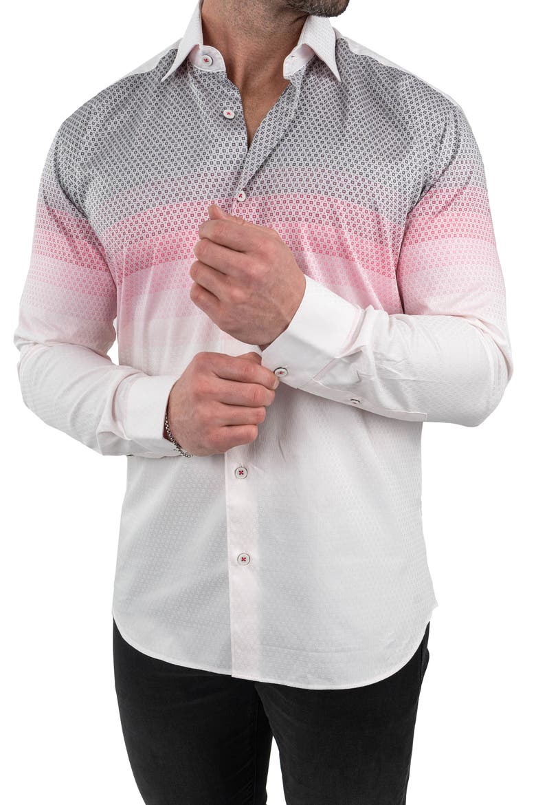 Fibonacci Jacqdegrade Pink Contemporary Fit Button-Up Shirt, Alternate, color, PINK