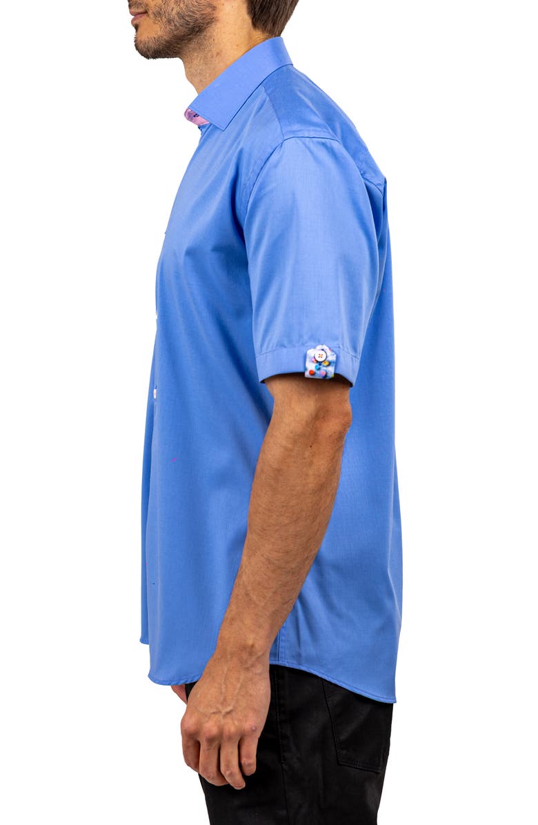 Maceoo Galileo Resistance372 Blue Short Sleeve Cotton Button-Up Shirt, Alternate, color, Blue