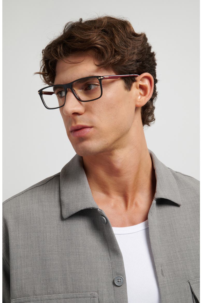 54mm Rectangular Optical Glasses, Alternate, color, BLACK RED