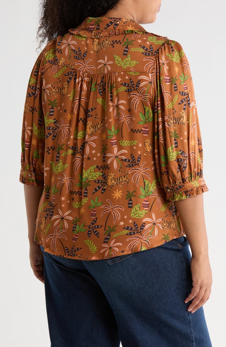 Democracy Print Button-Up Shirt, Alternate, color, Copper Multi