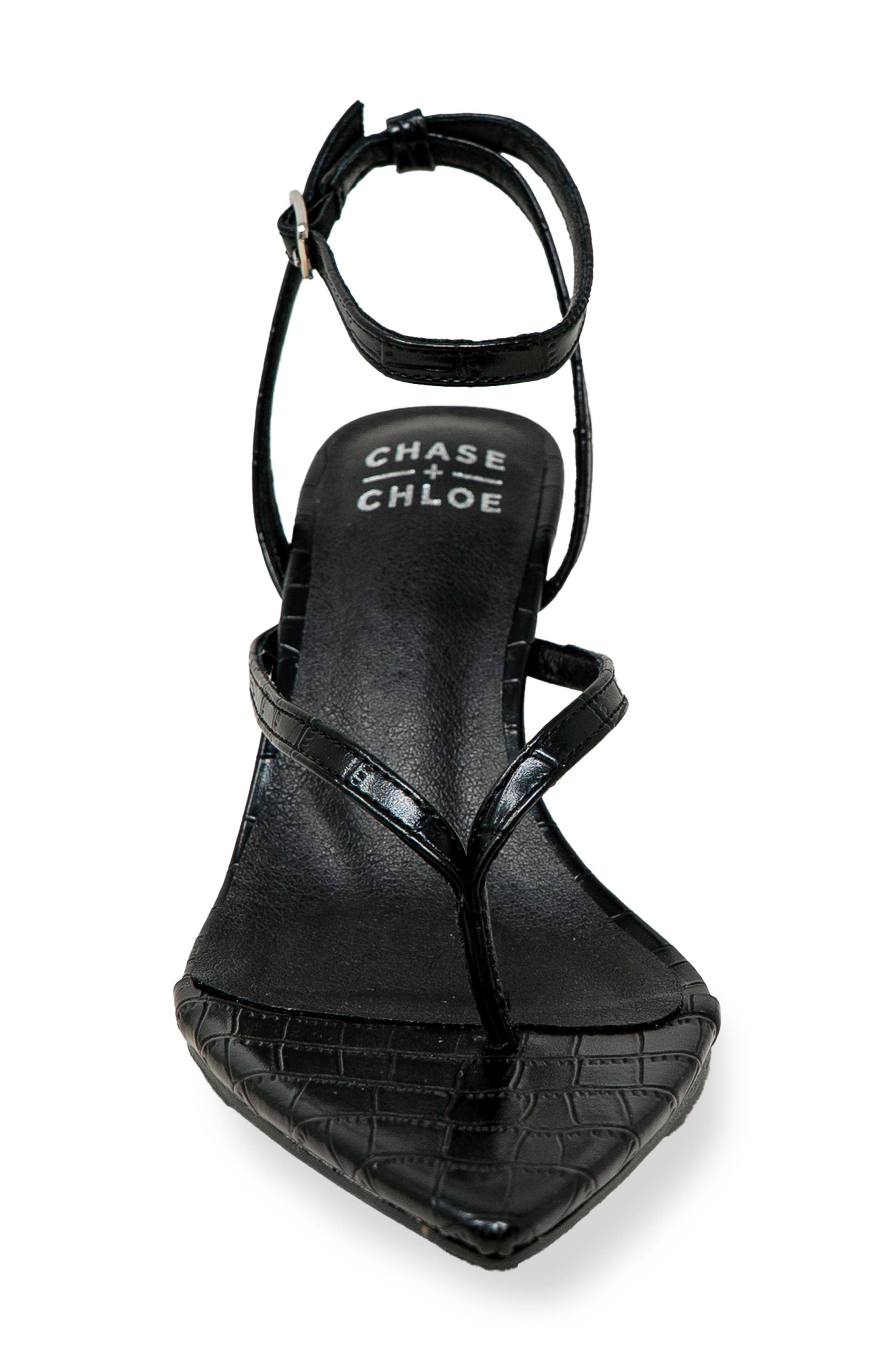 CHASE AND CHLOE Strappy Post Toe Sandal, Alternate, color, Black Croc