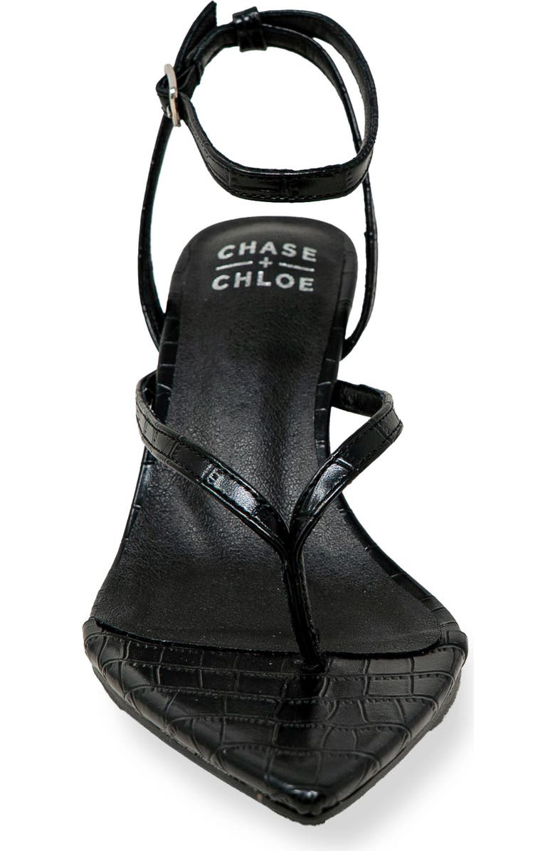 CHASE AND CHLOE Strappy Post Toe Sandal, Alternate, color, Black Croc