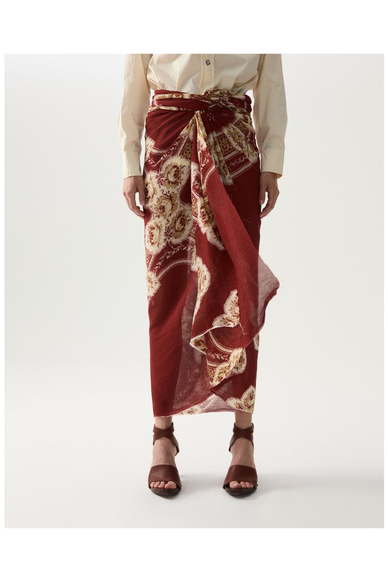 Nelly Printed Silk Sarong Skirt, Alternate, color, Pink