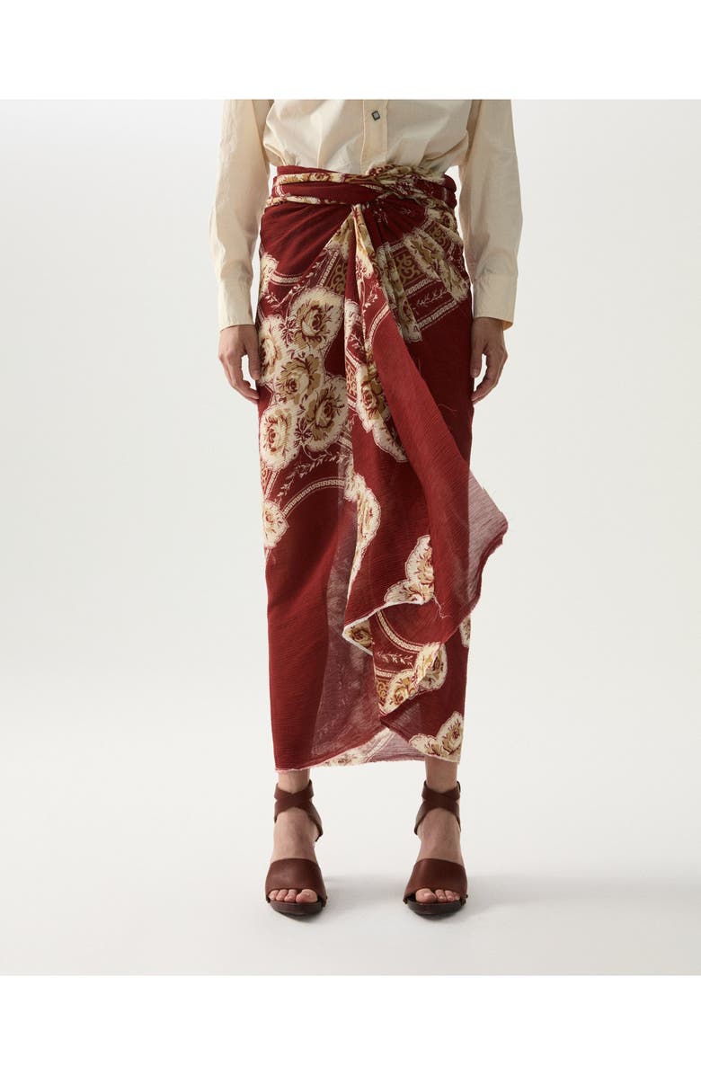 Fortela Nelly Printed Silk Sarong Skirt, Alternate, color, Pink