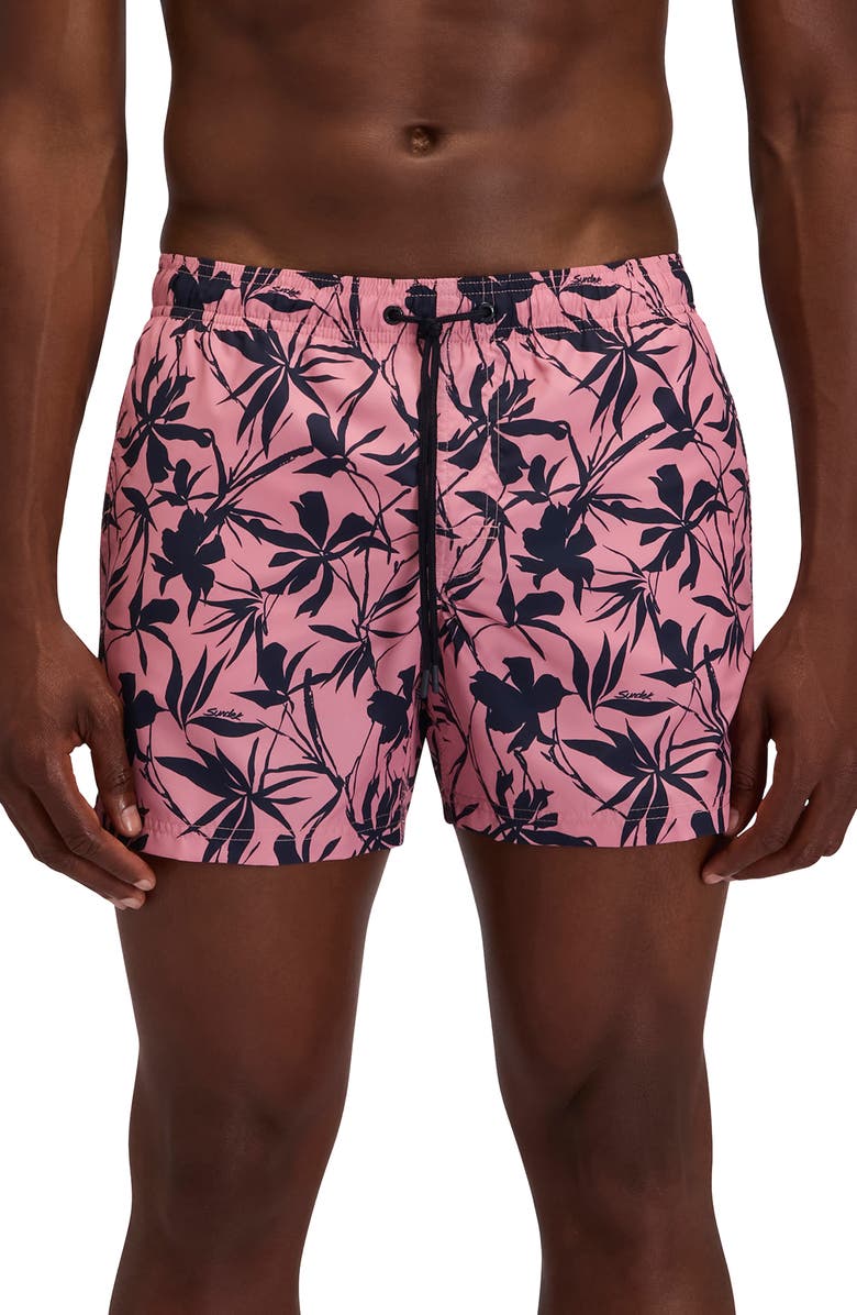 Sundek Print Swim Trunks, Main, color, Rose Petal