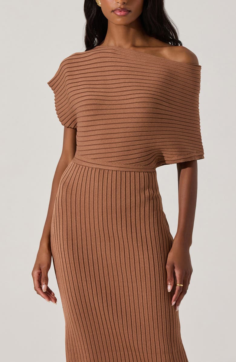 ASTR the Label One-Shoulder Wide Rib Sweater Dress, Alternate, color, Tan