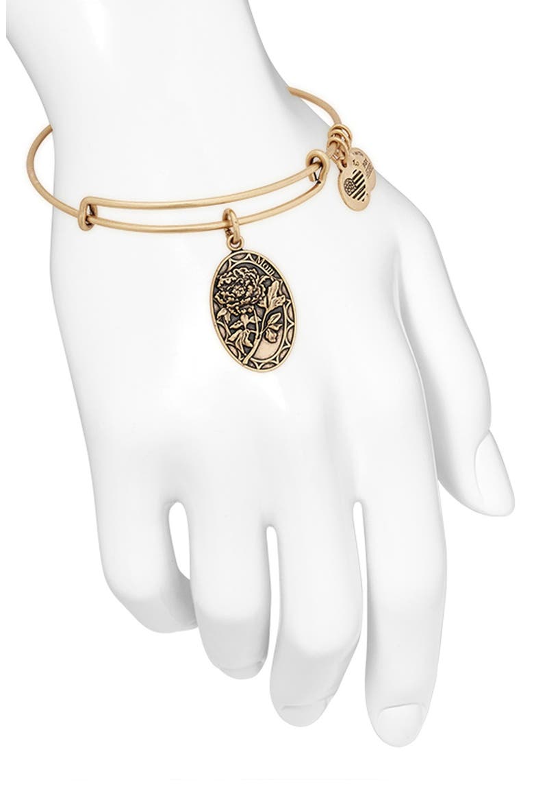 'I Love You Mom' Expandable Wire Bangle, Alternate, color, GOLD