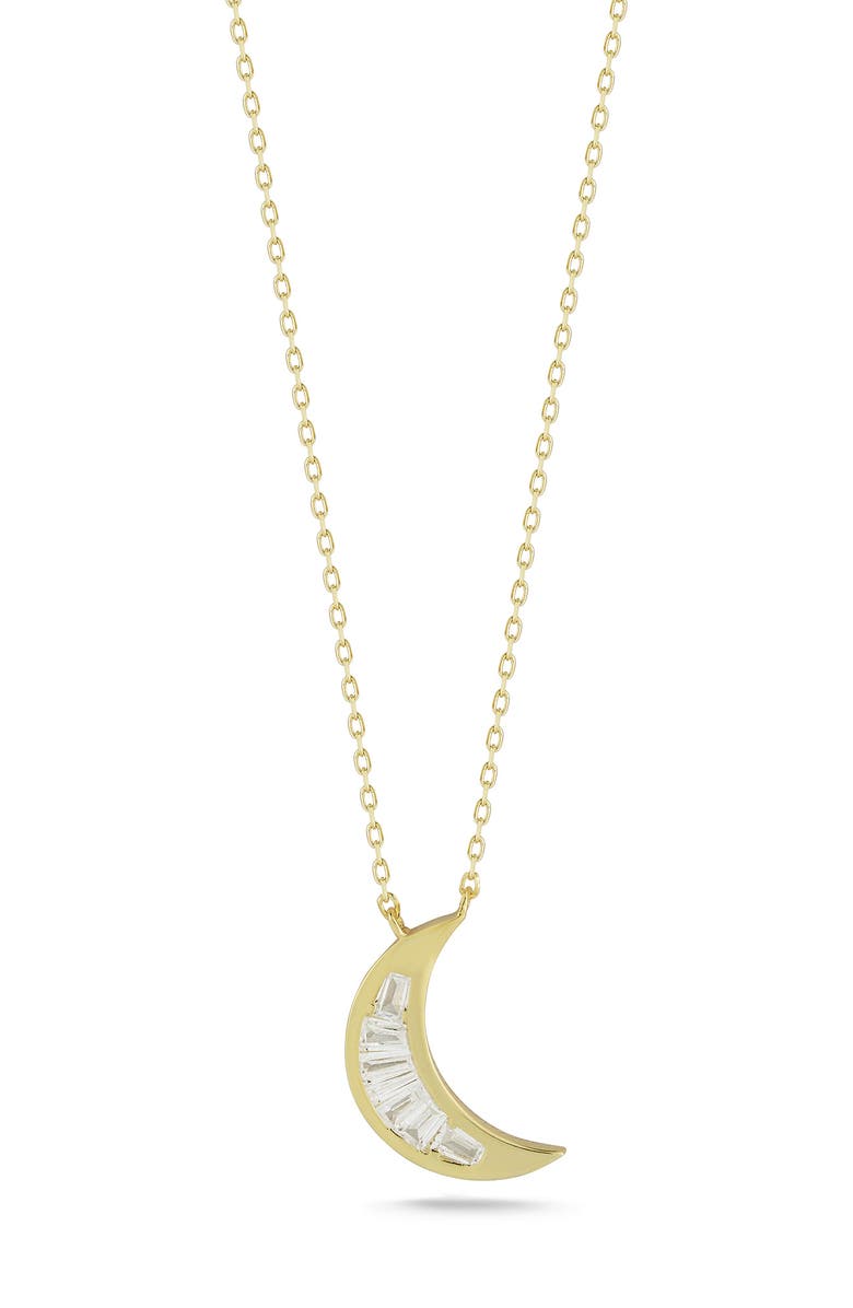 SPHERA MILANO 14K Gold Plate Sterling Silver CZ Crescent Moon Pendant Necklace, Main, color, Gold