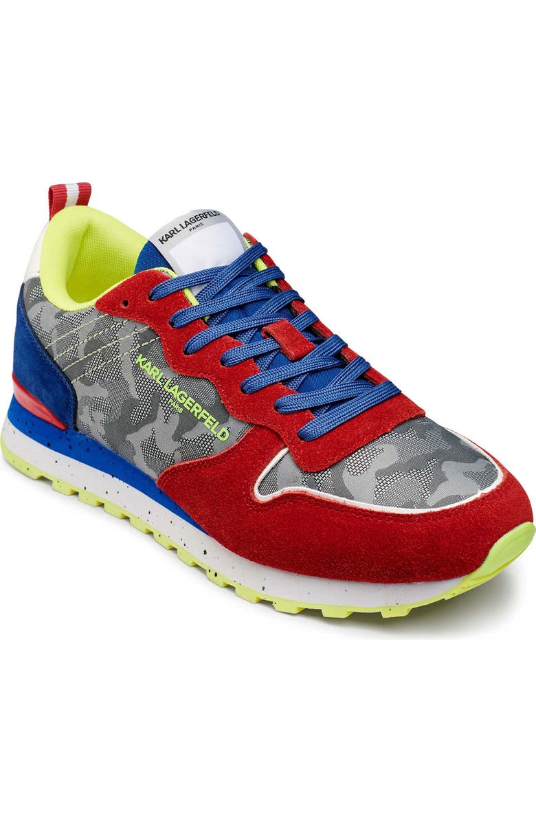 KARL LAGERFELD PARIS Suede & Camo Speckled Sole Running Sneaker, Main, color,