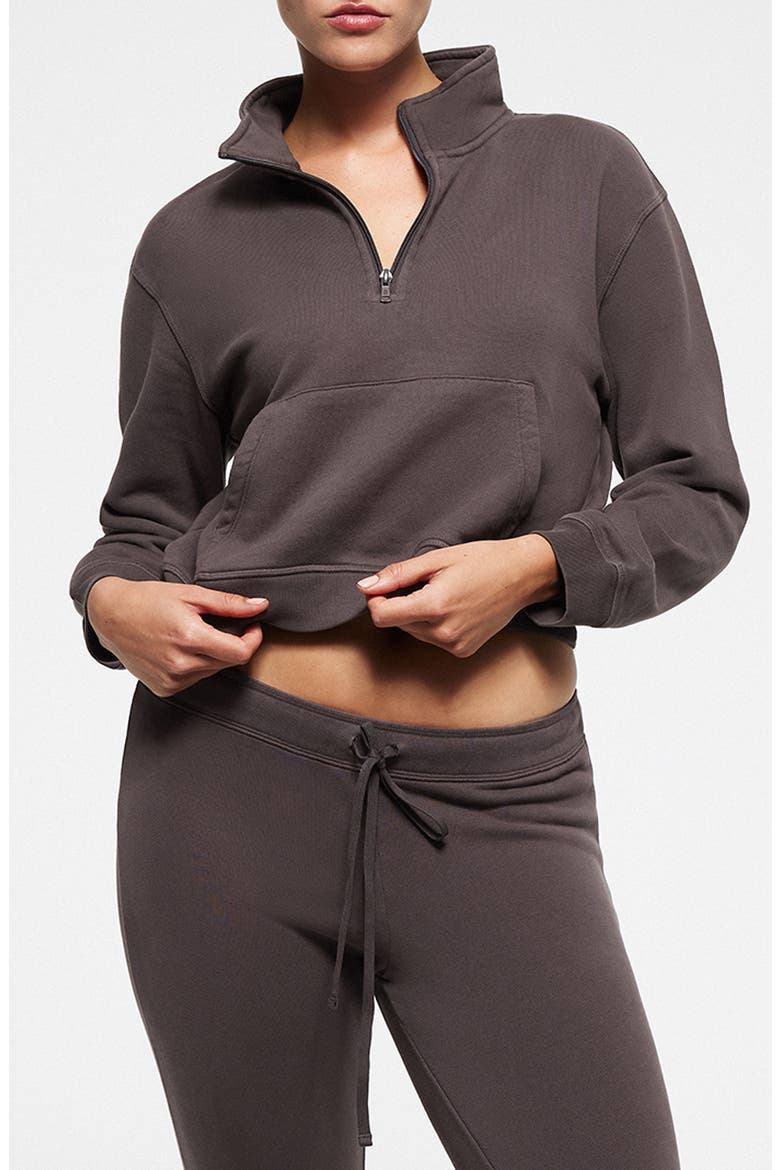 Shrunken Organic Cotton Half Zip Pullover, Main, color, IRON