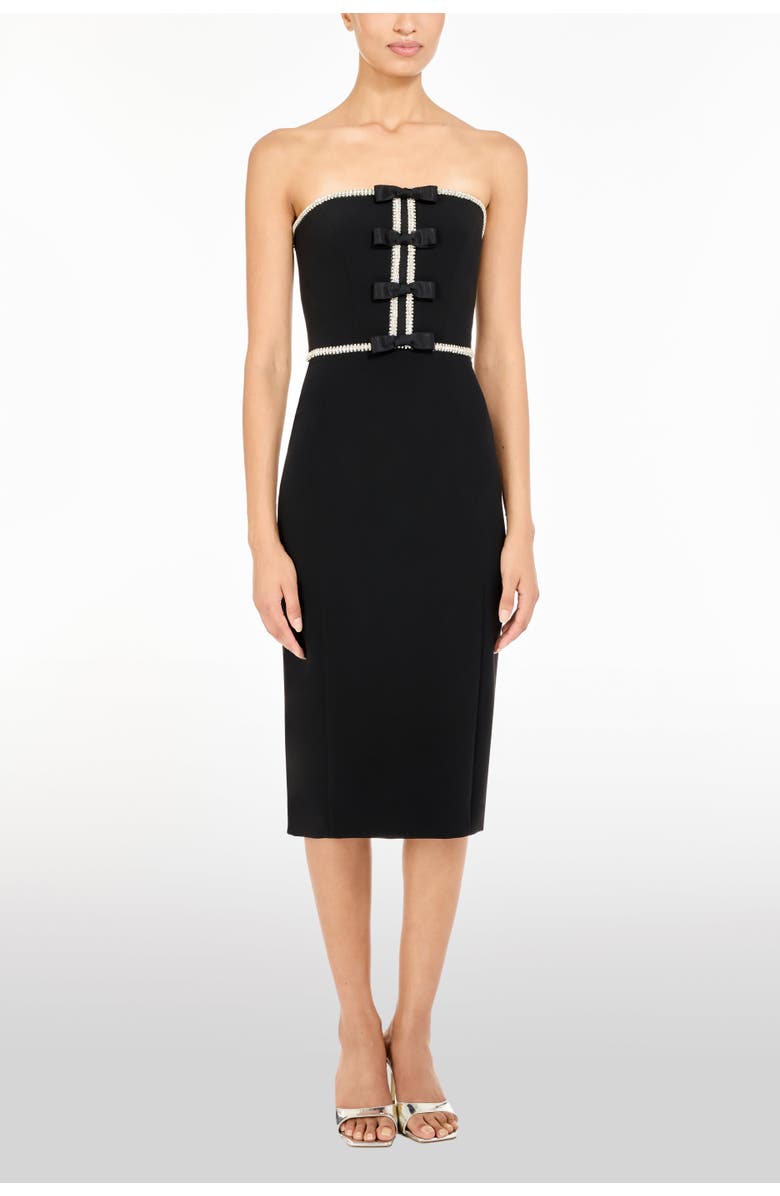 Jenny Packham Odette Bow Embellished Midi Dress, Alternate, color, Liquorice